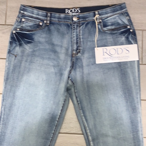 Rod’s True Western Women’s Size 19 20/34 Stretch Denim Botton Cuff Bootcut Jeans - Picture 2 of 8
